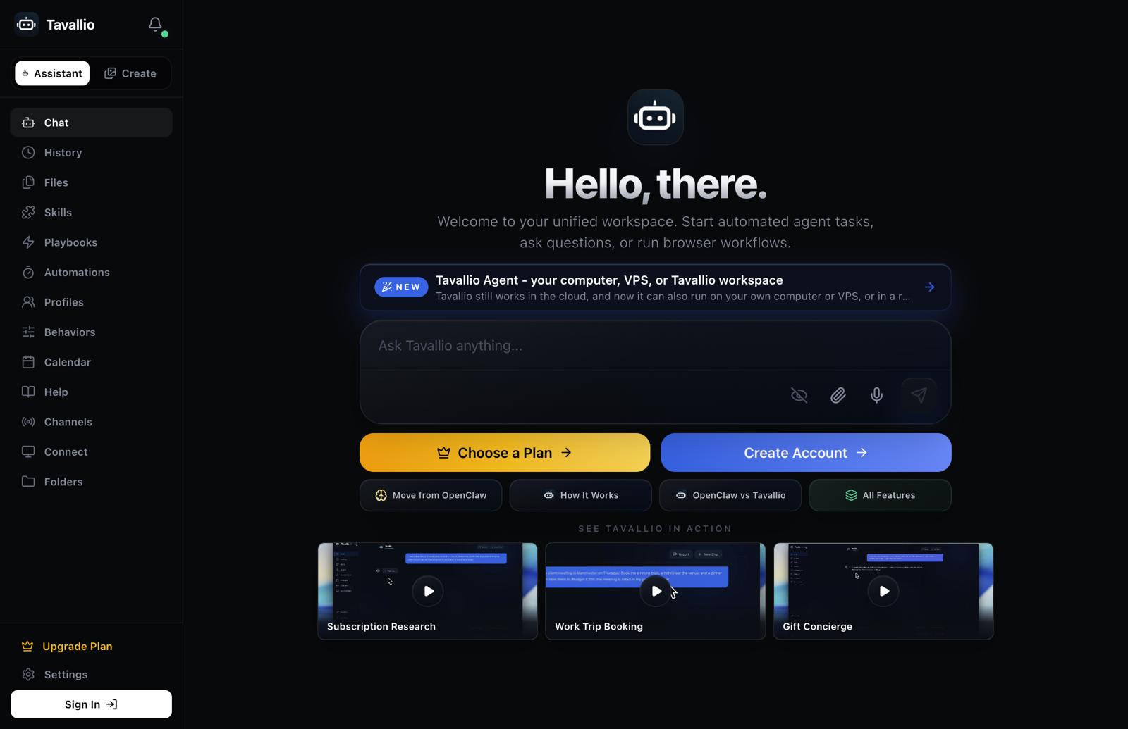 The Tavallio app running on a Mac